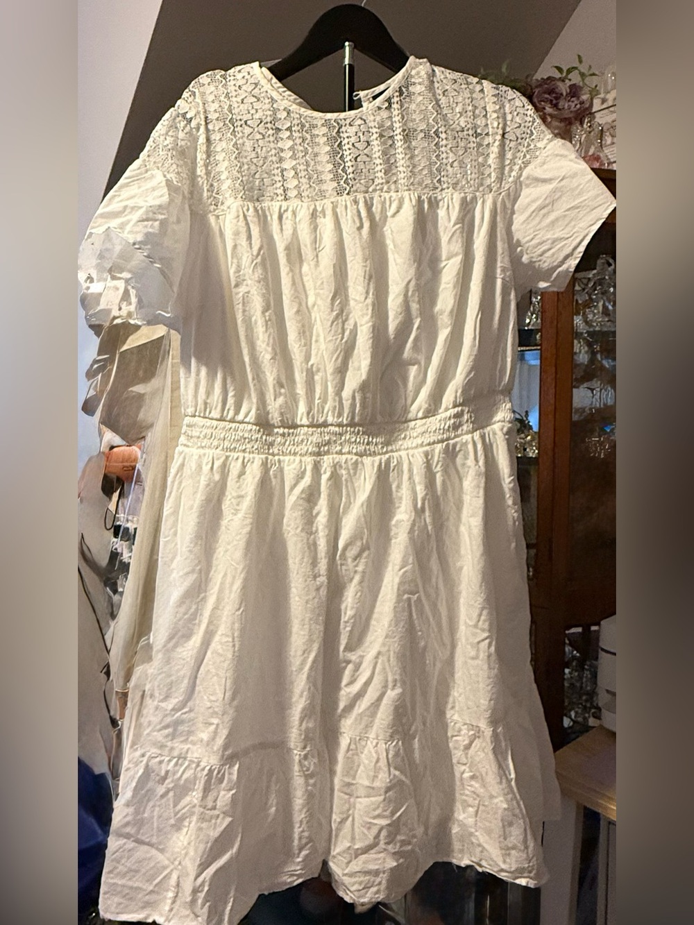 Lane Bryant White Lace Yoke Short Sleeve Dress